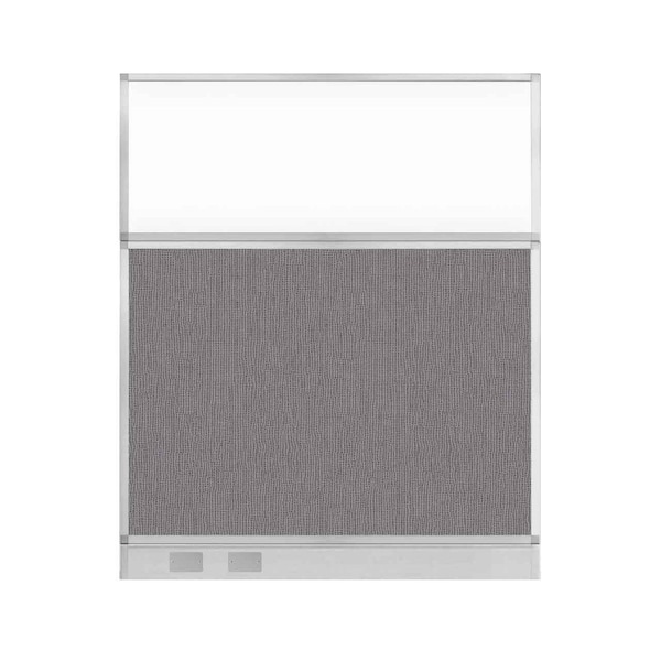 Hush Panel Configurable Cubicle Partition 5' x 6' Slate Fabric Clear Window w/ Cable Channel